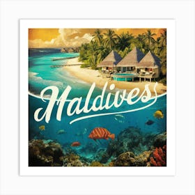 Maldives Vintage Travel Poster (2) Art Print