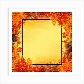 Autumn Themed Frame Embracing The Bright Sunlit Hues Of Fall Foliage Intricately Woven Design Of (3) Art Print