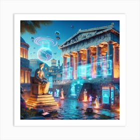 Ancient Greece Meets Modern Day Technology Art Print