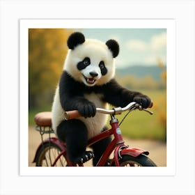 Flux Dev A Young Adorable Giant Panda With Shiny Black Fur And 0 Art Print