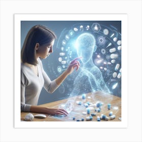 Woman Looking At A Computer Screen Art Print