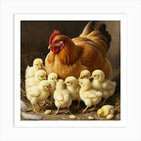 Chickens And Chicks 1 Art Print