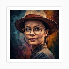 Portrait Of A Woman With Glasses 1 Art Print