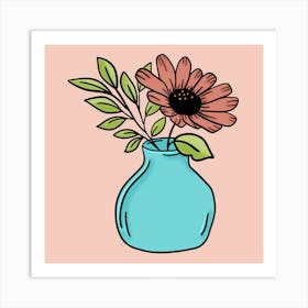 Daisy in a blue vase Art Print