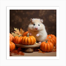 Hamster Halloween Pumpkins 2 Art Print