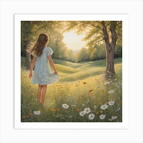 Girl In The Meadow Art Print