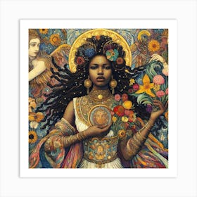 Angels And Flowers Art Print