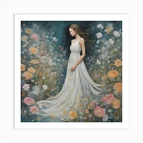 Girl In A White Dress Art Print