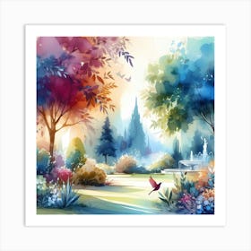 Watercolor Of A Garden 2 Art Print