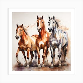 Horses watercolors Art Print