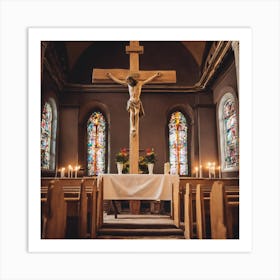 Crucifix In A Church 2 Art Print