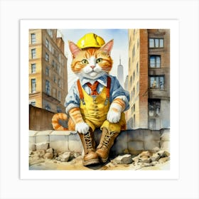 Construction Cat Art Print