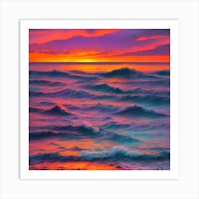 Sunset In The Ocean Art Print