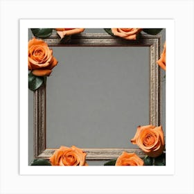 Orange Roses In A Frame Art Print