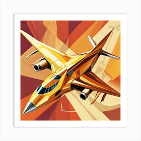 Futuristic Small Jet Cubism Style Art Print