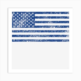 Usa American Flag Blue Distressed Look Art Print