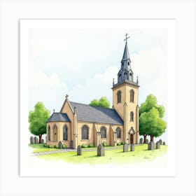 Watercolor View Of The St Art Print