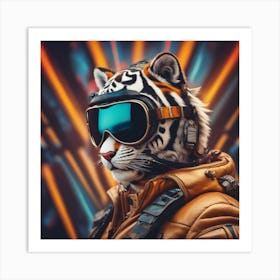 Tiger With Goggles Art Print