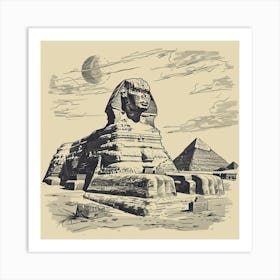 A Sphinx In Giza Hand Drawn Sketch Illustration 1719991311 1 Art Print