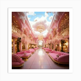 Firefly Dreamy Pink Mall With Cloud Benches And Golden Accents 90760 (2) Art Print