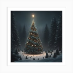 Christmas Tree In The Forest 8 Art Print