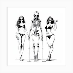 Skeletons In Bikinis Art Print