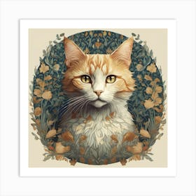 Williams Morris inspired Cat 2 Art Print