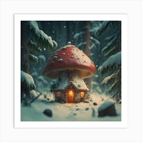 Red mushroom shaped like a hut 11 Art Print