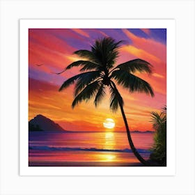 Sunset At The Beach 130 Art Print