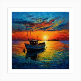 Sunset Boat 4 Art Print