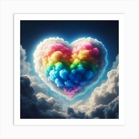 In The Sky A Rainbow Heart Of Color Bursts Forth From The Clouds Art Print