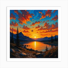 Sunset In The Mountains 4 Art Print