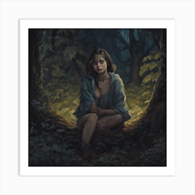 Girl In The Woods 2 Art Print