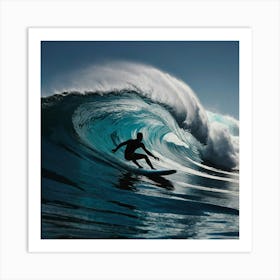 Surfer Riding A Wave Art Print