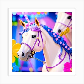 Carousel Horses Art Print