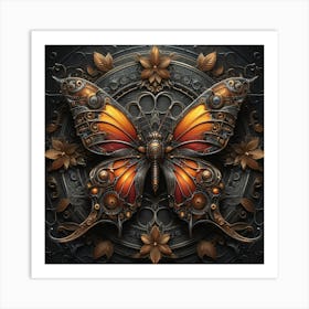 Antique Metallic Steampunk Butterfly I Art Print