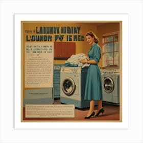 Default Default Vintage And Retro Laundry Ad Aesthetic With Cl 0 Art Print