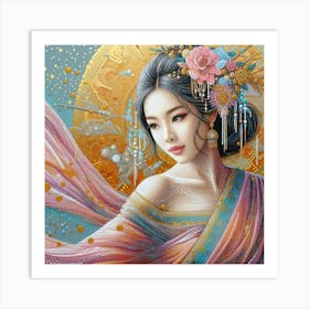 Geisha Creative Illustration Artwork 45 Art Print