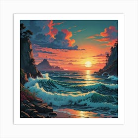 Sunset At The Beach 17 Art Print