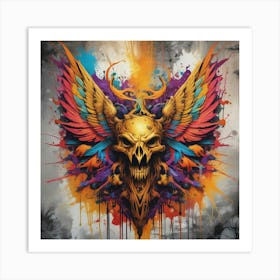 Skull With Wings 2 Art Print