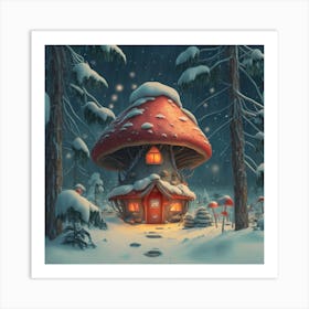 Red mushroom shaped like a hut 10 Art Print