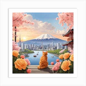 Cat Looking At The City Art Print