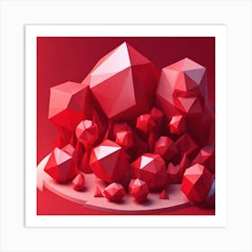 Red Polygons Art Print