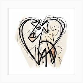 Abstract Cow Heart Illustration Art Print