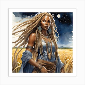 Woman With Dreadlocks 2 Art Print