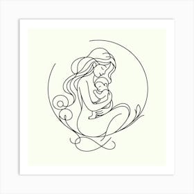 Young mother, love, lineart Art Print