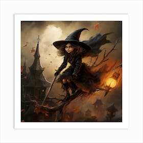 Witch Flying In The Sky 1 Art Print