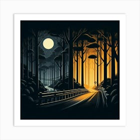 Forest At Night Art Print