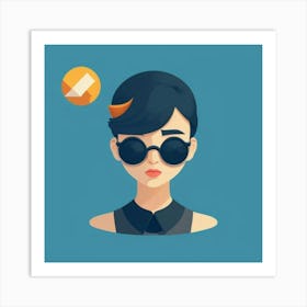 Portrait Of A Woman With Sunglasses Art Print