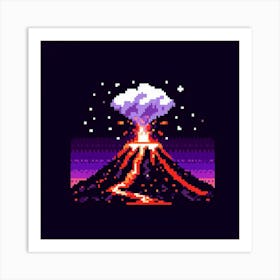 8-bit volcano eruption 2 Art Print